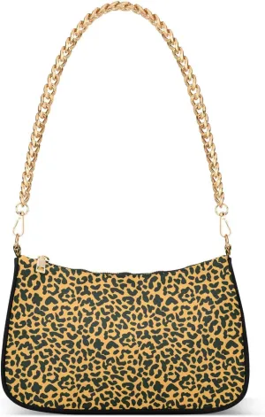 Animal Leopard Print Cheetah Shoulder Handbags for Women Travel Hobo Tote Handbag Women Gold Chain Shoulder Bags Purse with Zipper Closure