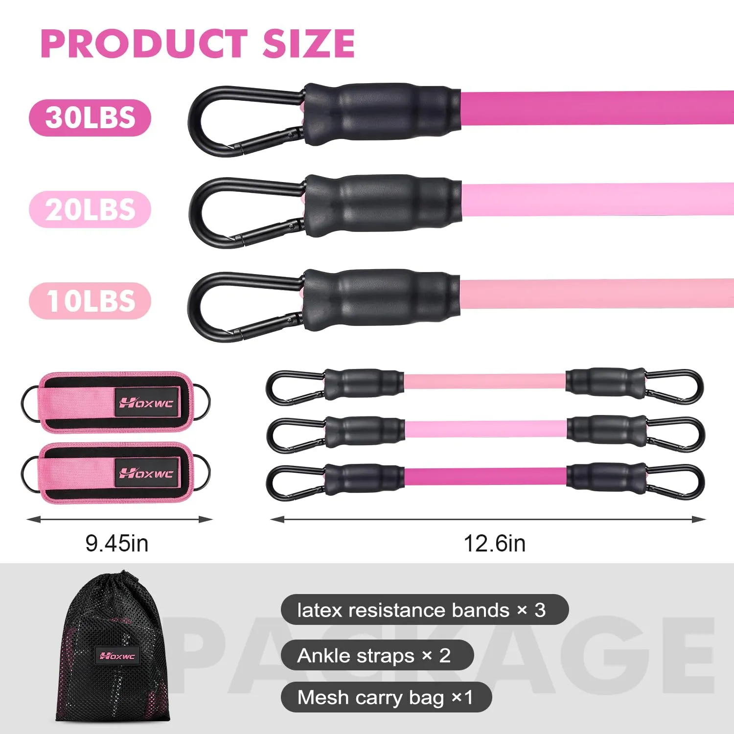 Ankle Resistance Bands with Cuffs, Ankle Bands for Working Out, Ankle Resistance Band for Leg, Booty Workout Equipment for Kickbacks Hip Fitness Training, Exercise Bands for Butt Lift Women 1-pink