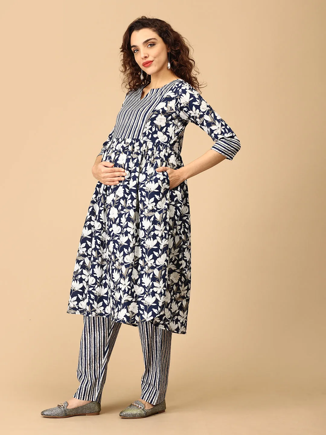 Anokhi Aura Maternity and Nursing Kurta Set With Dupatta