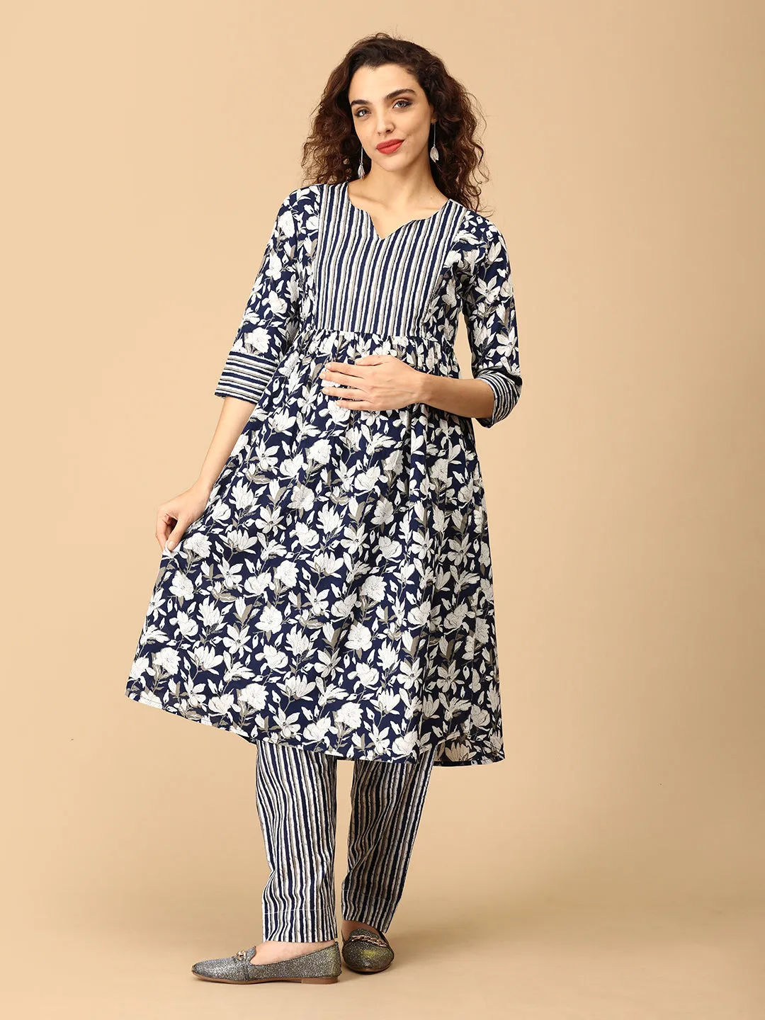 Anokhi Aura Maternity and Nursing Kurta Set With Dupatta