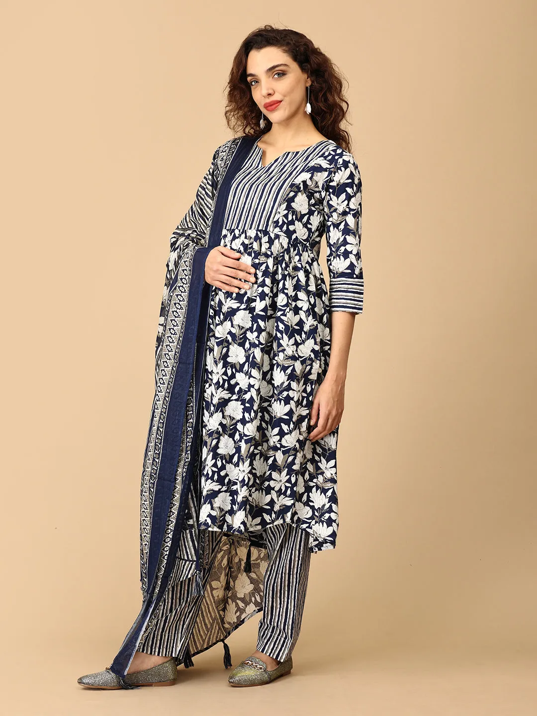 Anokhi Aura Maternity and Nursing Kurta Set With Dupatta