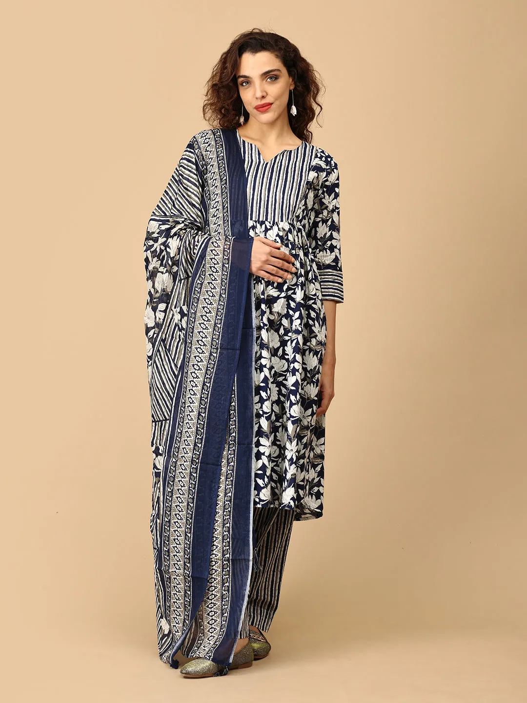 Anokhi Aura Maternity and Nursing Kurta Set With Dupatta