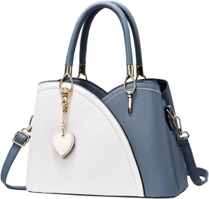 Anti Theft Shoulder Bags for Woman Small Crossbody Bags Classic Double Zip Top Satchel Bag Cute Spring Purse(Blue)
