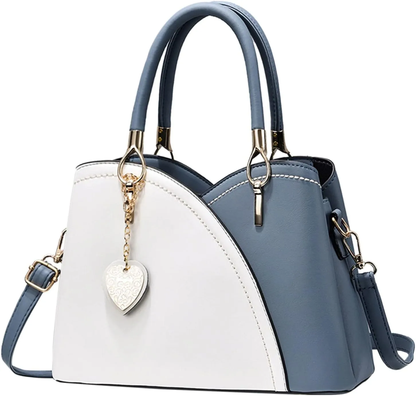 Anti Theft Shoulder Bags for Woman Small Crossbody Bags Classic Double Zip Top Satchel Bag Cute Spring Purse(Blue)