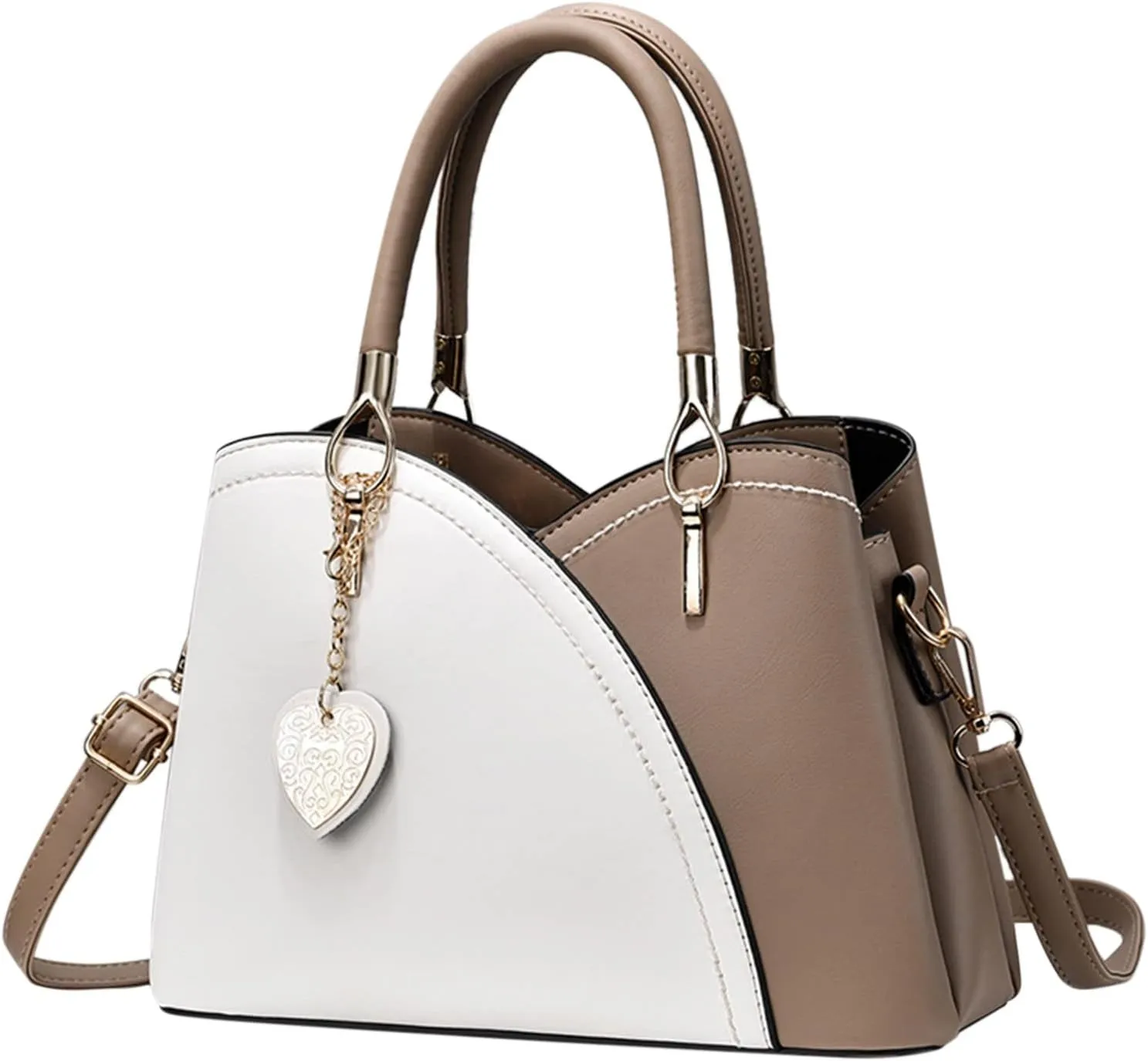 Anti Theft Shoulder Bags for Woman Small Crossbody Bags Classic Double Zip Top Satchel Bag Cute Spring Purse(Khaki)