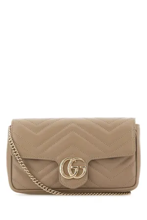 Antiqued pink leather mini GG Marmont clutch