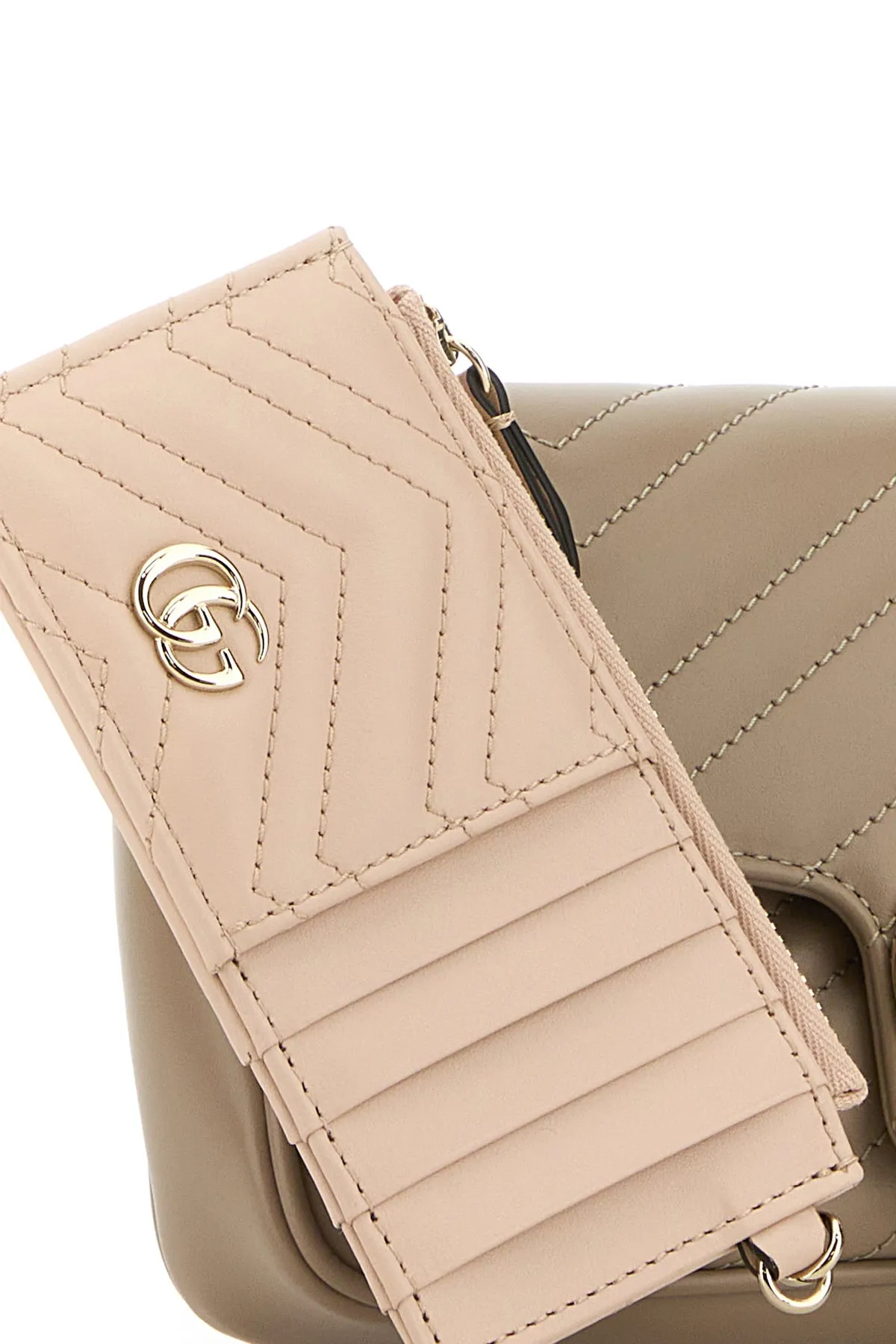 Antiqued pink leather mini GG Marmont clutch