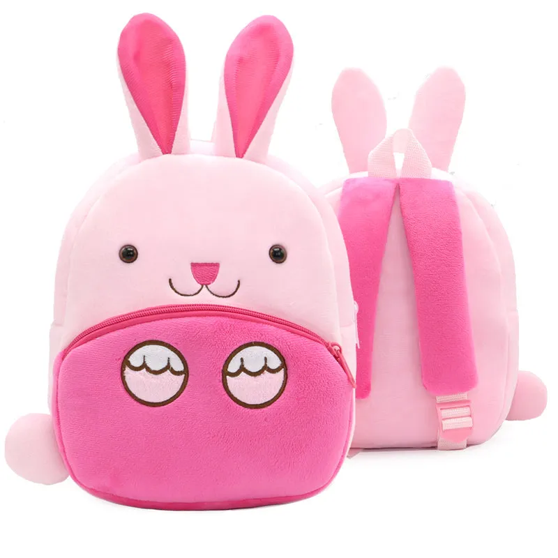 Anykidz 3D Pink Rabbit School Backpack Cute Animal With Cartoon Designs Children Toddler Plush Bag For Baby Girls and Boys