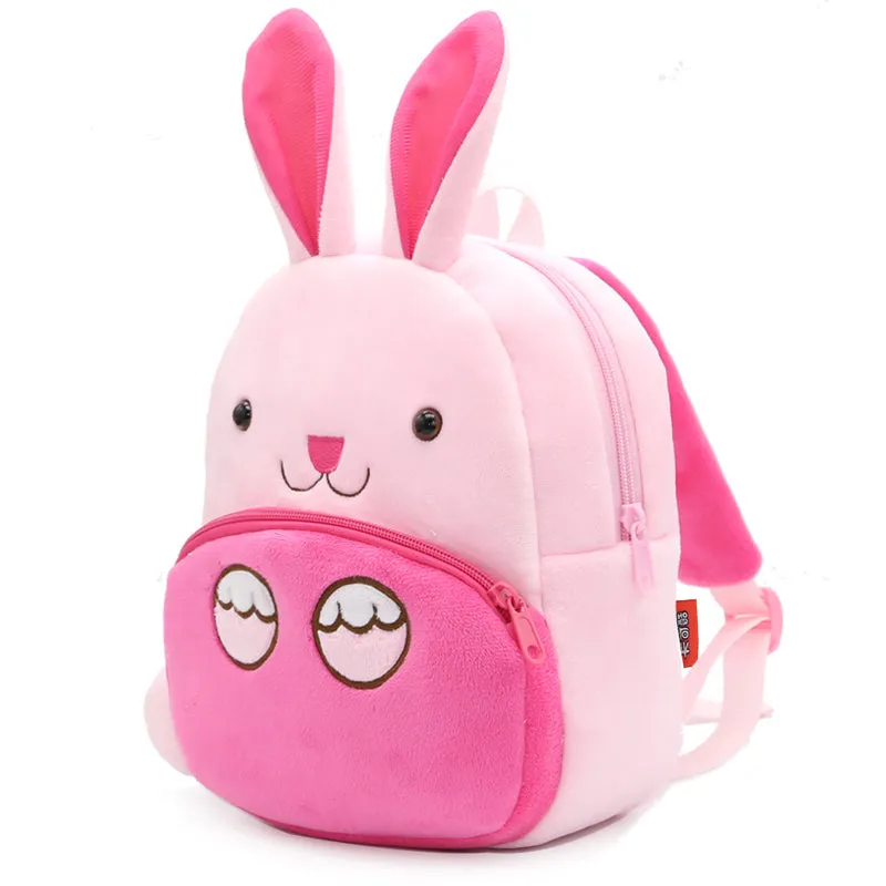 Anykidz 3D Pink Rabbit School Backpack Cute Animal With Cartoon Designs Children Toddler Plush Bag For Baby Girls and Boys