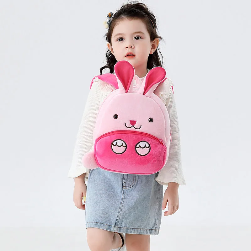 Anykidz 3D Pink Rabbit School Backpack Cute Animal With Cartoon Designs Children Toddler Plush Bag For Baby Girls and Boys