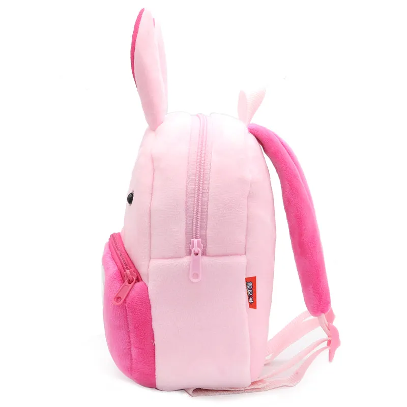 Anykidz 3D Pink Rabbit School Backpack Cute Animal With Cartoon Designs Children Toddler Plush Bag For Baby Girls and Boys