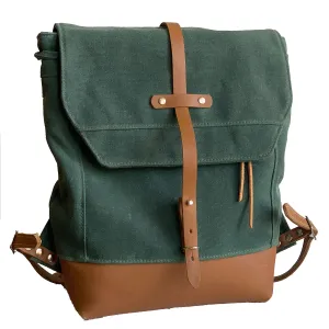 Archer Daypack in Leather & Waxed Canvas