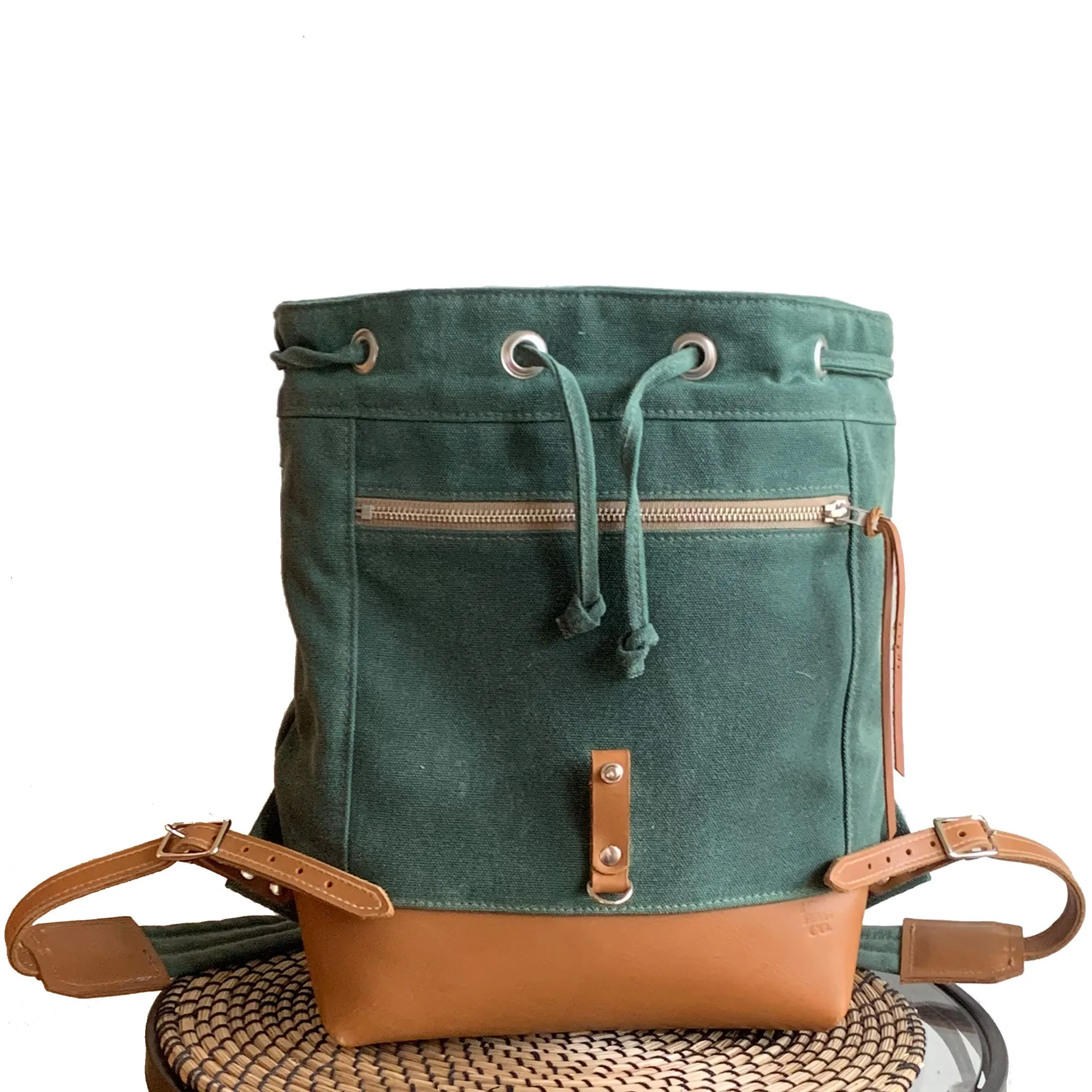 Archer Daypack in Leather & Waxed Canvas