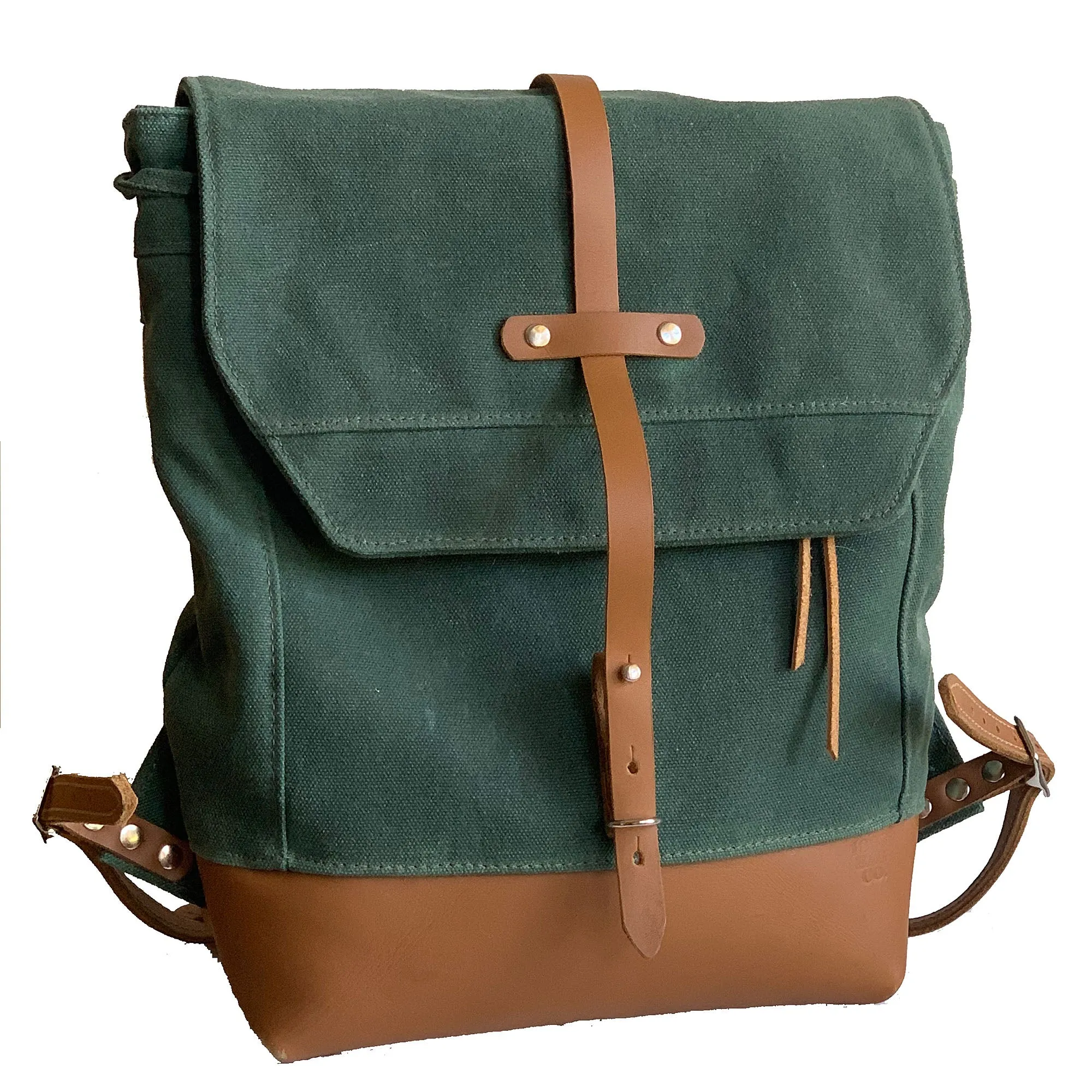 Archer Daypack in Leather & Waxed Canvas