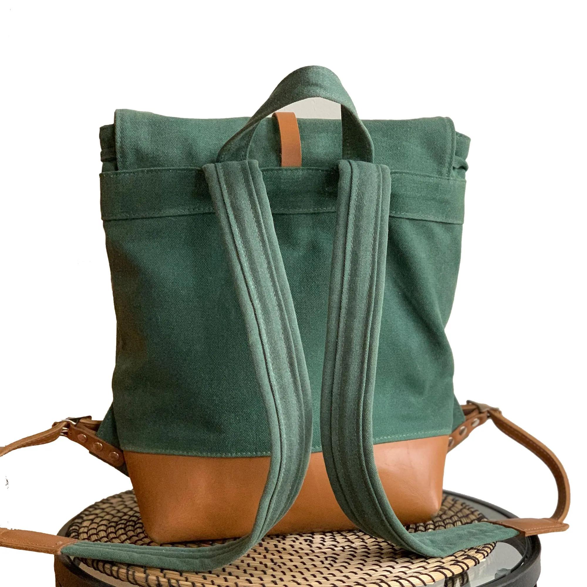 Archer Daypack in Leather & Waxed Canvas