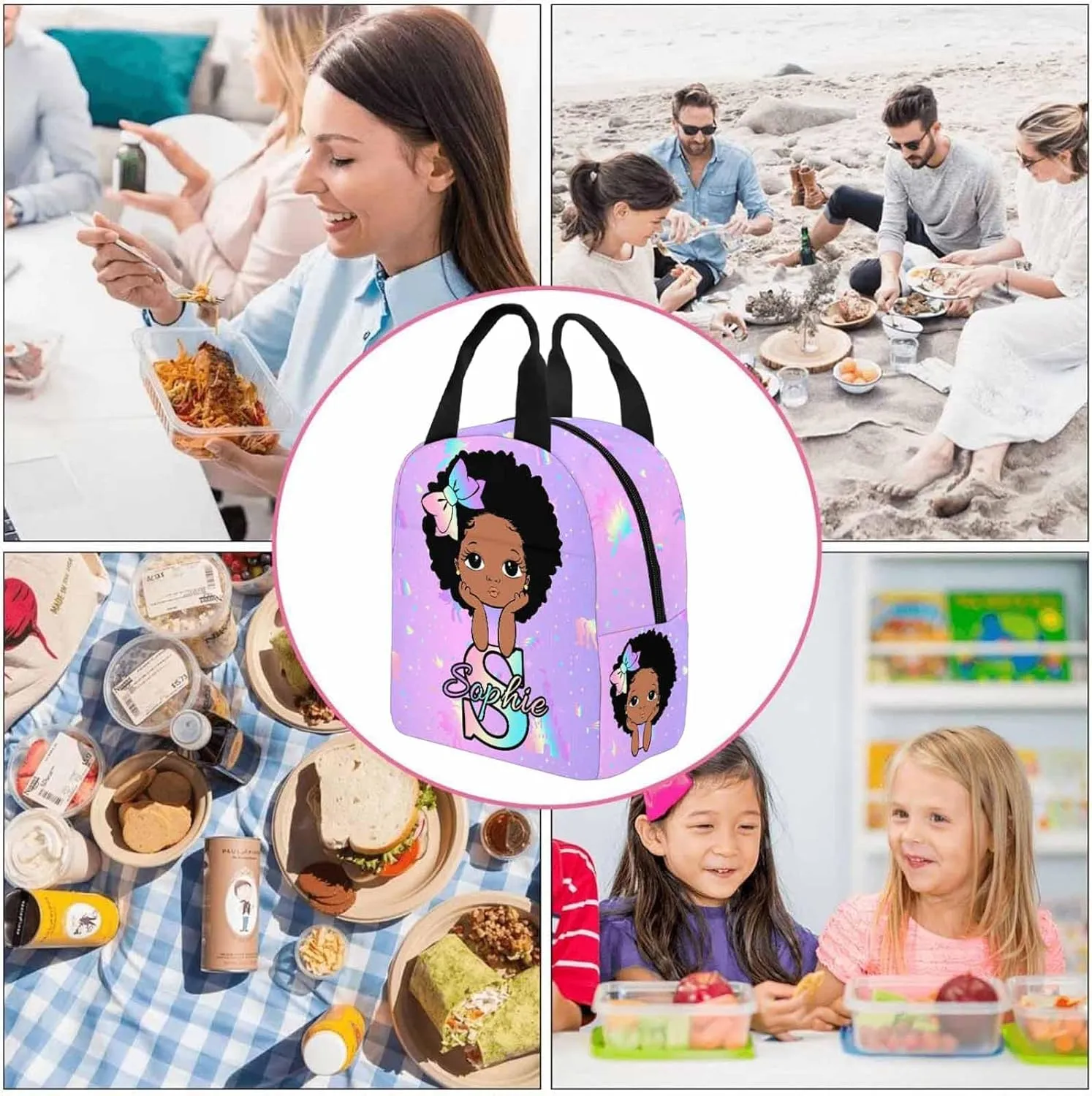 Artsadd Personalized School Bags for Kids Girls Boys, Custom Cute Girl Backpack Bags with Lunch Bag Box Customized Shoulder Schoolbags for Granddaughter Daughter