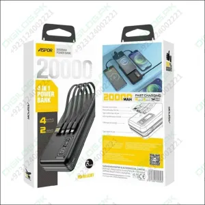 ASPOR A301 4 In 1 Power Bank 20000Mah With LCD Digital Display