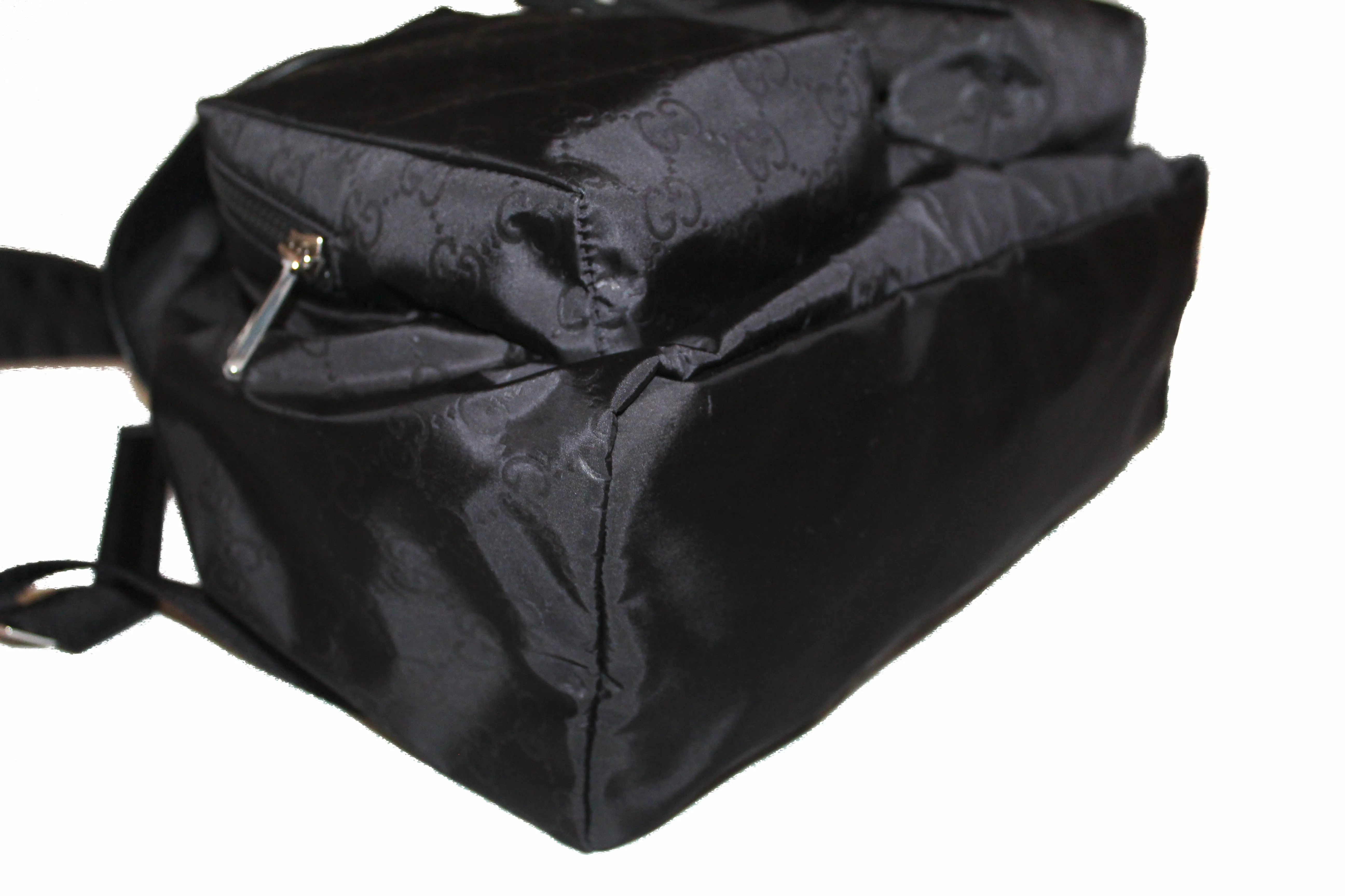 Authentic New Gucci Black Classic GG Monogram Nylon Backpack 510343
