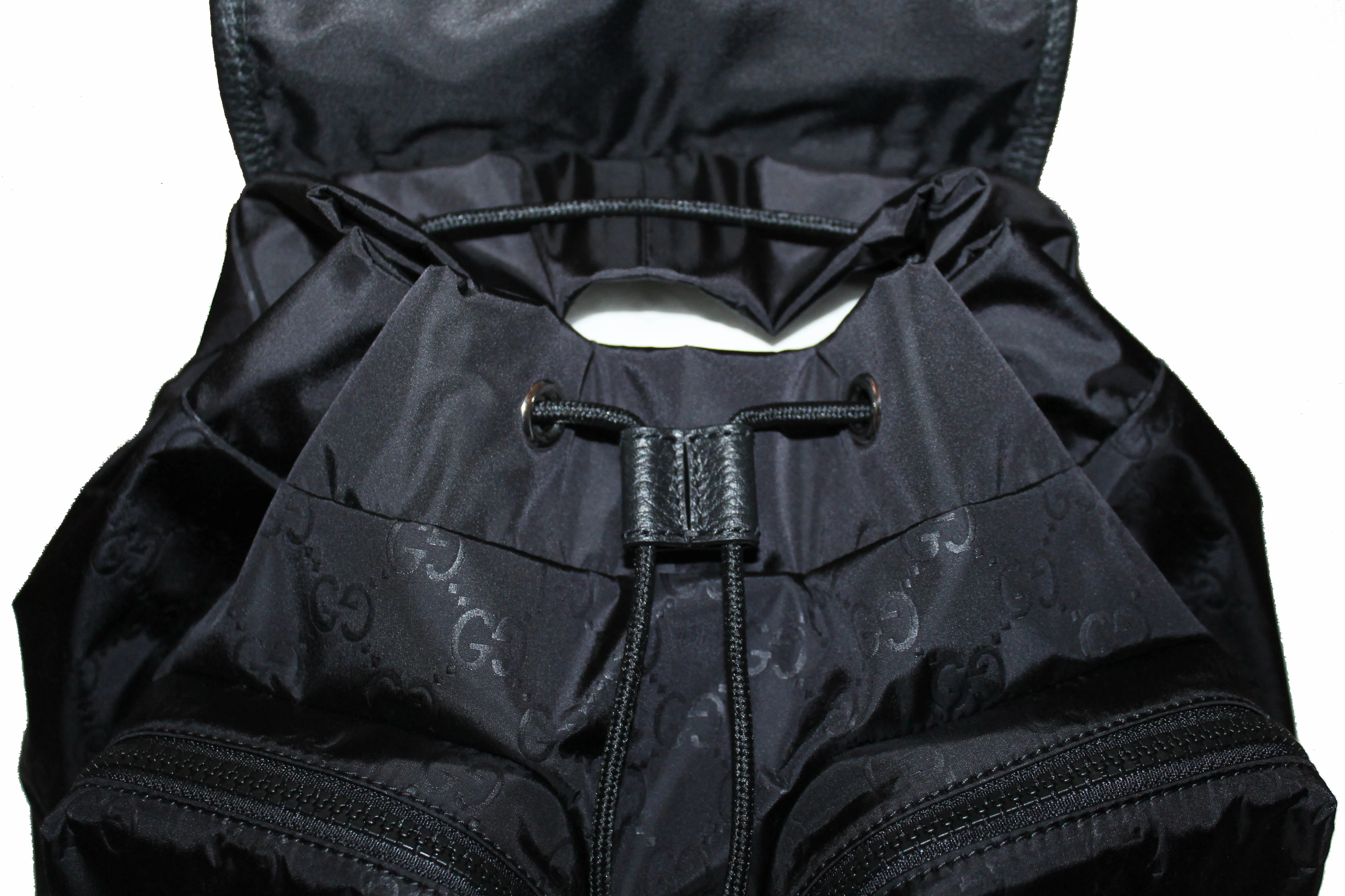 Authentic New Gucci Black Classic GG Monogram Nylon Backpack 510343