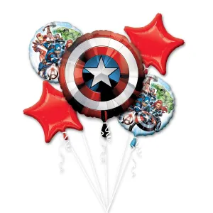 Avengers Shield Balloon Bouquet, 5pcs