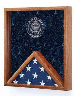 Award and flag display case display Case with Embossed Emblem
