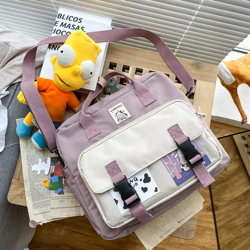 Back to College DCIMOR Lovely Multifunctional Backpack Teenage Girl Buckle Travel Bag Female Small Schoolbag Transparent Pocket Women Backpacks