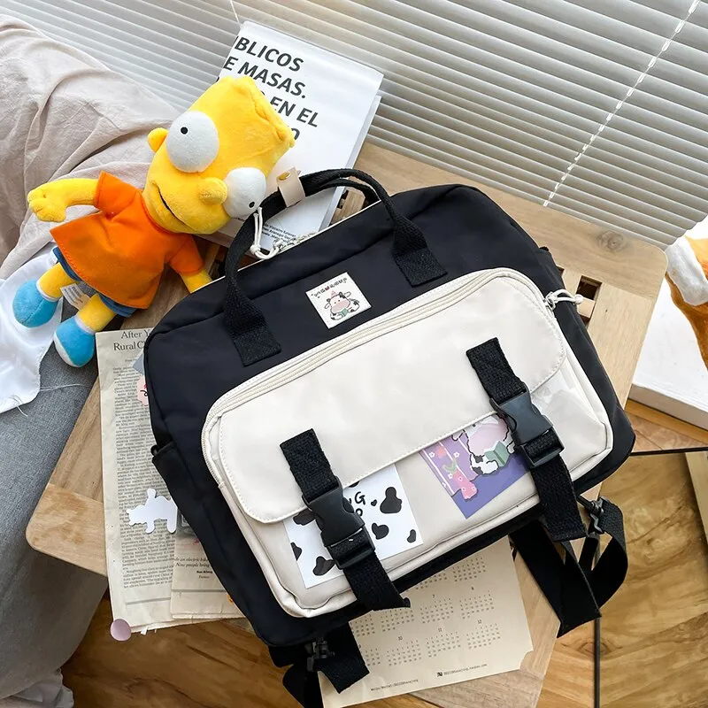 Back to College DCIMOR Lovely Multifunctional Backpack Teenage Girl Buckle Travel Bag Female Small Schoolbag Transparent Pocket Women Backpacks
