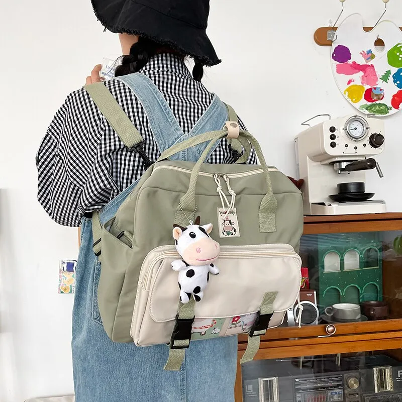 Back to College DCIMOR Lovely Multifunctional Backpack Teenage Girl Buckle Travel Bag Female Small Schoolbag Transparent Pocket Women Backpacks