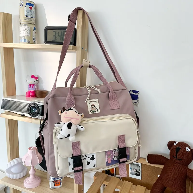 Back to College DCIMOR Lovely Multifunctional Backpack Teenage Girl Buckle Travel Bag Female Small Schoolbag Transparent Pocket Women Backpacks