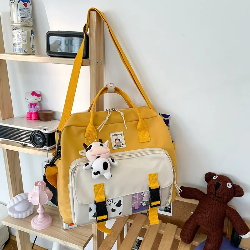 Back to College DCIMOR Lovely Multifunctional Backpack Teenage Girl Buckle Travel Bag Female Small Schoolbag Transparent Pocket Women Backpacks