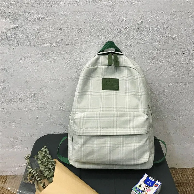 Back to College DCIMOR New Cotton Women backpack Female Plaid School Bag for Teenage Girls Portable Rucksack Kawaii Student Bookbag Cute Mochila