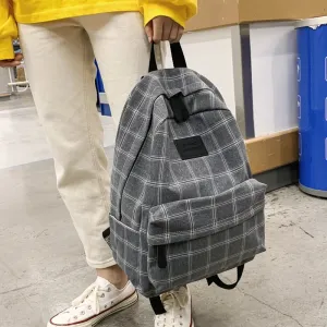 Back to College DCIMOR New Cotton Women backpack Female Plaid School Bag for Teenage Girls Portable Rucksack Kawaii Student Bookbag Cute Mochila
