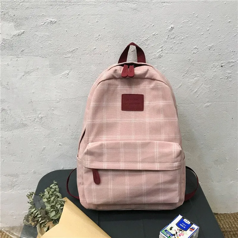 Back to College DCIMOR New Cotton Women backpack Female Plaid School Bag for Teenage Girls Portable Rucksack Kawaii Student Bookbag Cute Mochila