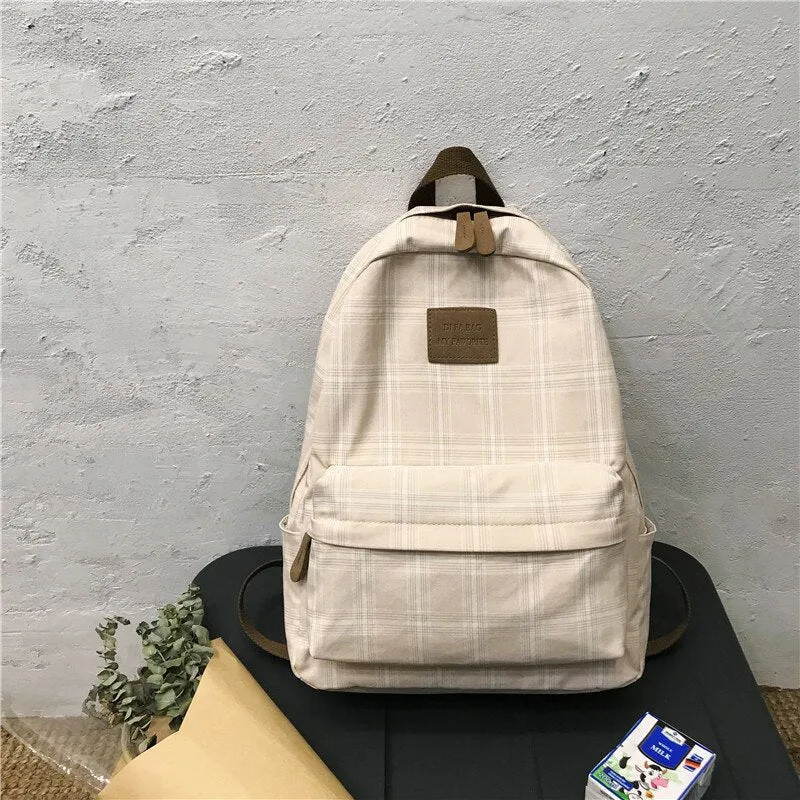 Back to College DCIMOR New Cotton Women backpack Female Plaid School Bag for Teenage Girls Portable Rucksack Kawaii Student Bookbag Cute Mochila