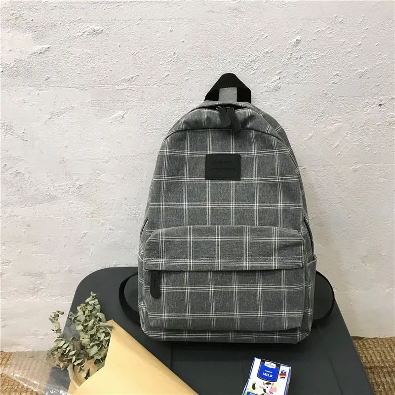 Back to College DCIMOR New Cotton Women backpack Female Plaid School Bag for Teenage Girls Portable Rucksack Kawaii Student Bookbag Cute Mochila