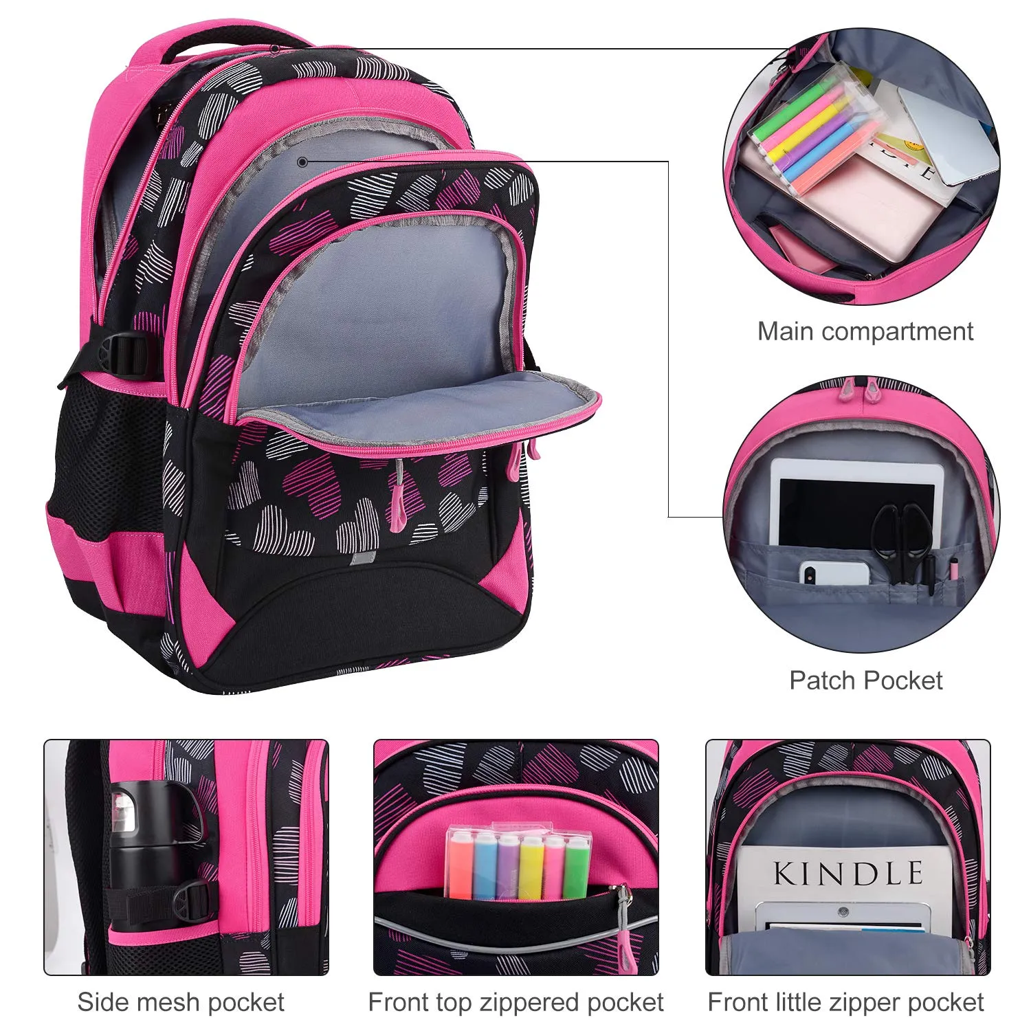 Backpack for Girls, Fanspack Kids School Backpack 2019 New Girls School Bags Bookbags en Nylon
