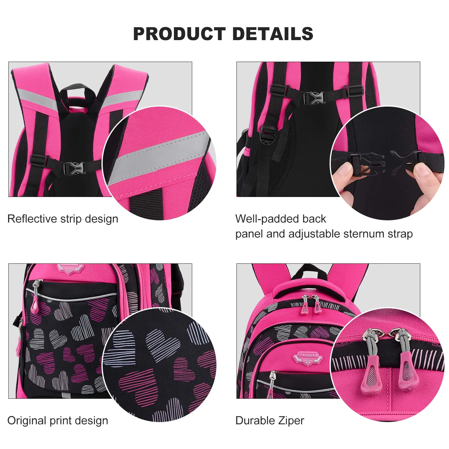 Backpack for Girls, Fanspack Kids School Backpack 2019 New Girls School Bags Bookbags en Nylon