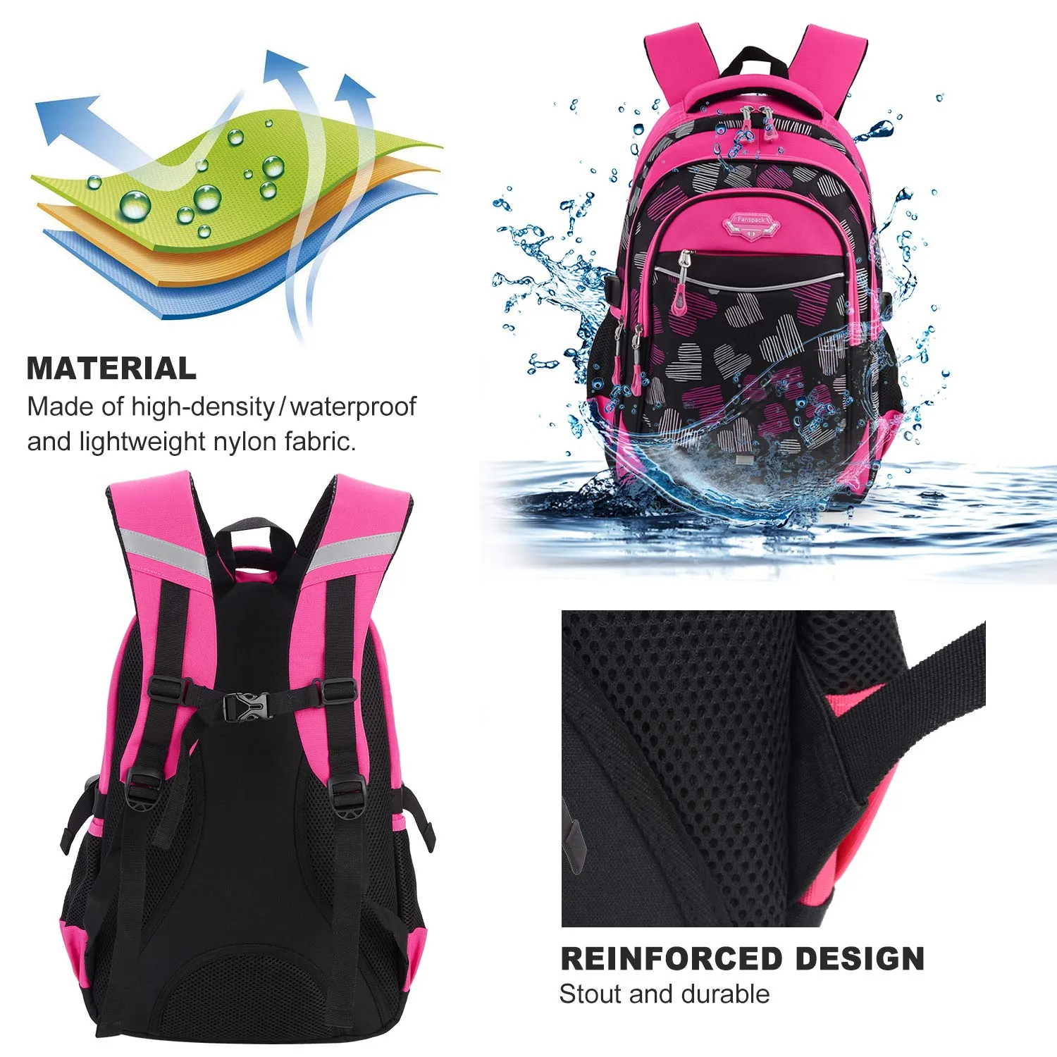 Backpack for Girls, Fanspack Kids School Backpack 2019 New Girls School Bags Bookbags en Nylon