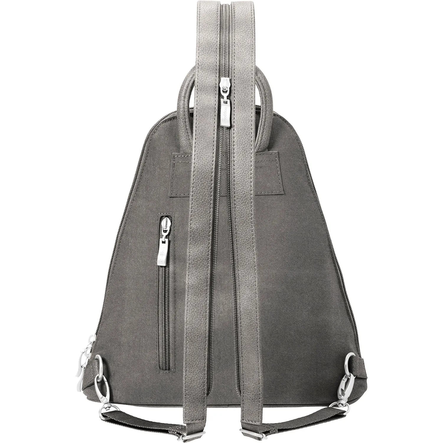 Baggallini Metro Backpack With RFID Phone Wristlet Sterling Shimmer Nylon