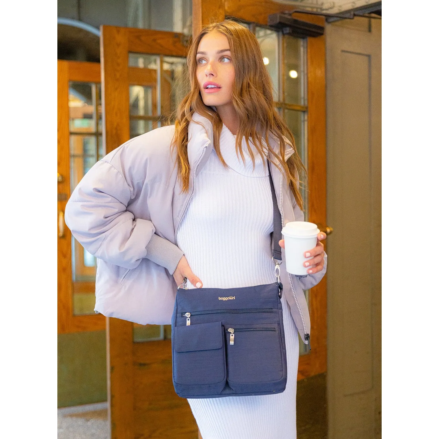 Baggallini Modern Everywhere Slim Crossbody Black Nylon