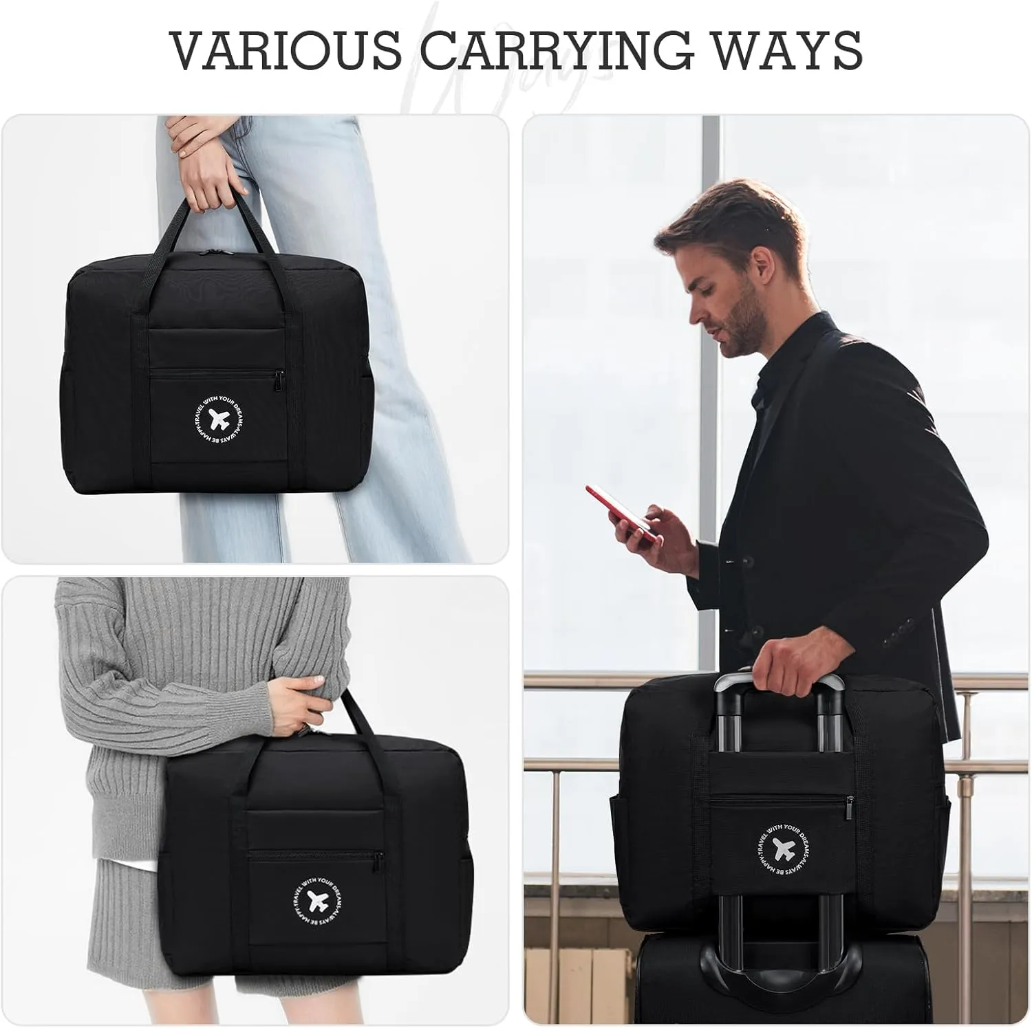 BAGROUPS Cabin Bag Hand Luggage Bag for Aeroplane Foldable Travel Backpack Waterproof Nylon Men Women Luggage Bag Travel Suitcase