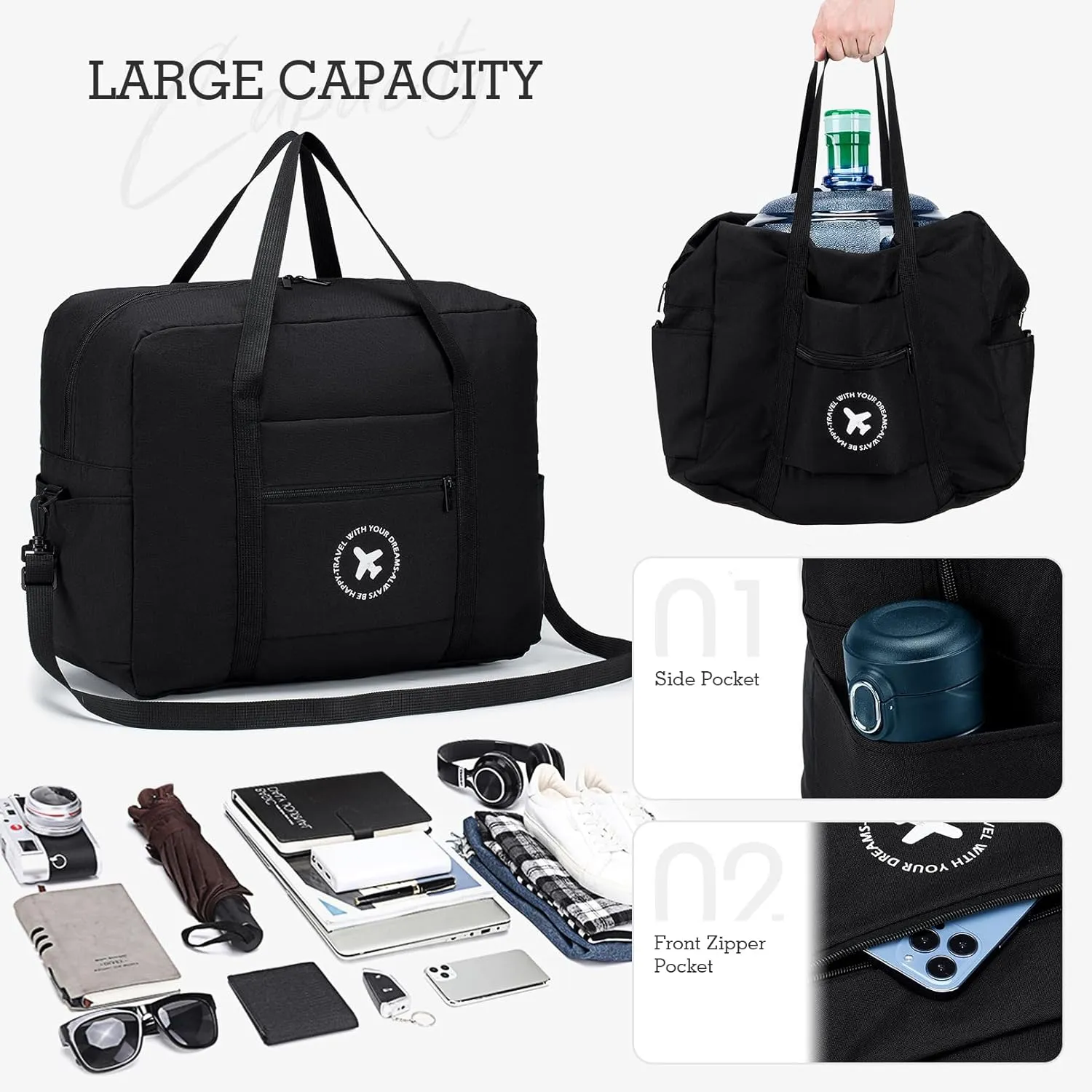 BAGROUPS Cabin Bag Hand Luggage Bag for Aeroplane Foldable Travel Backpack Waterproof Nylon Men Women Luggage Bag Travel Suitcase