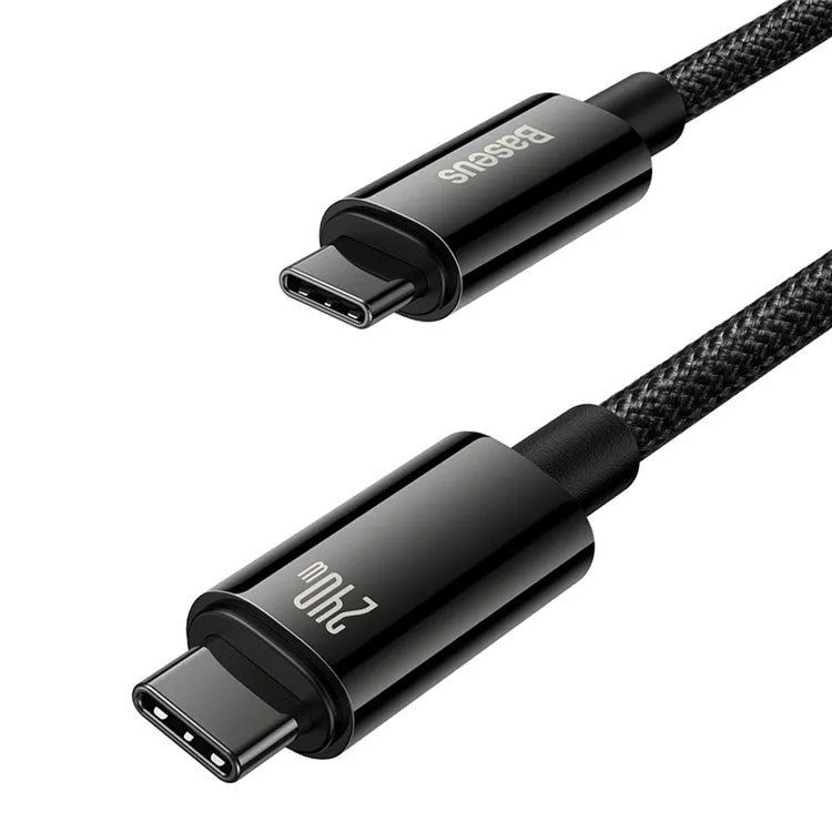 Baseus - (2m) 240W USB C Nylon Charging Cable Power Delivery 3.1 Data Cable - Black