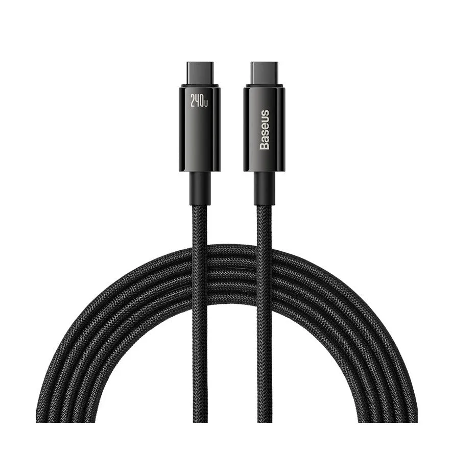 Baseus - (2m) 240W USB C Nylon Charging Cable Power Delivery 3.1 Data Cable - Black