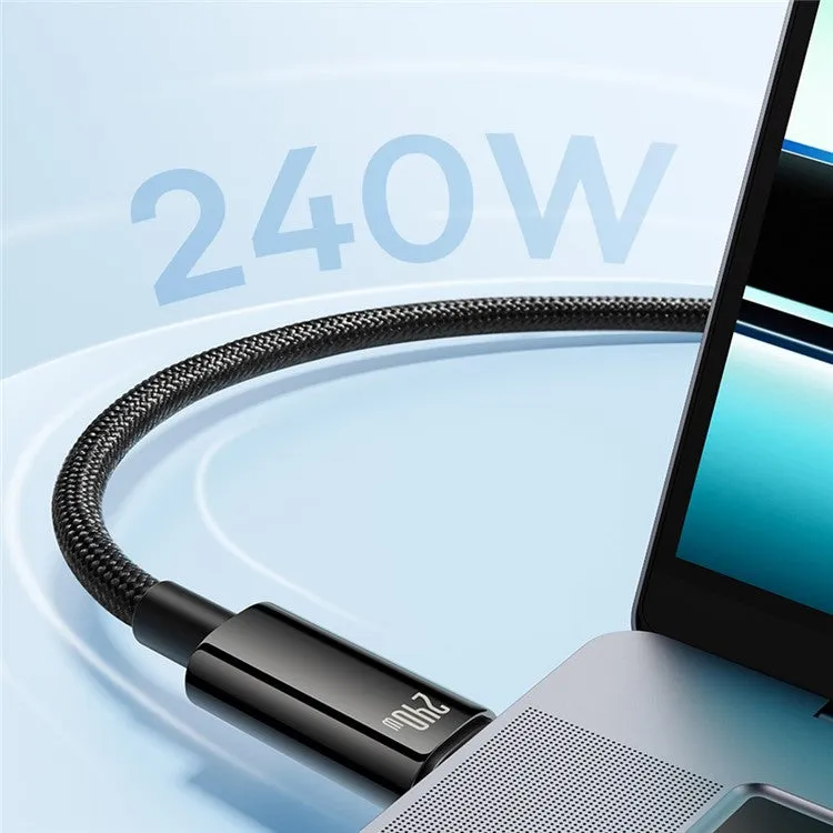 Baseus - (2m) 240W USB C Nylon Charging Cable Power Delivery 3.1 Data Cable - Black