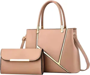 Beach Tote Bag 4 Packet Leather Solid Color Handbags Shoulder Bags Crossbody Hobo Bags Card Purse Work Travel Essential T