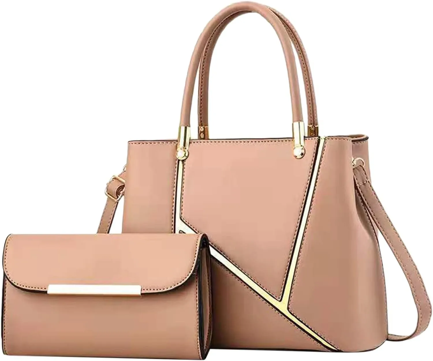 Beach Tote Bag 4 Packet Leather Solid Color Handbags Shoulder Bags Crossbody Hobo Bags Card Purse Work Travel Essential T