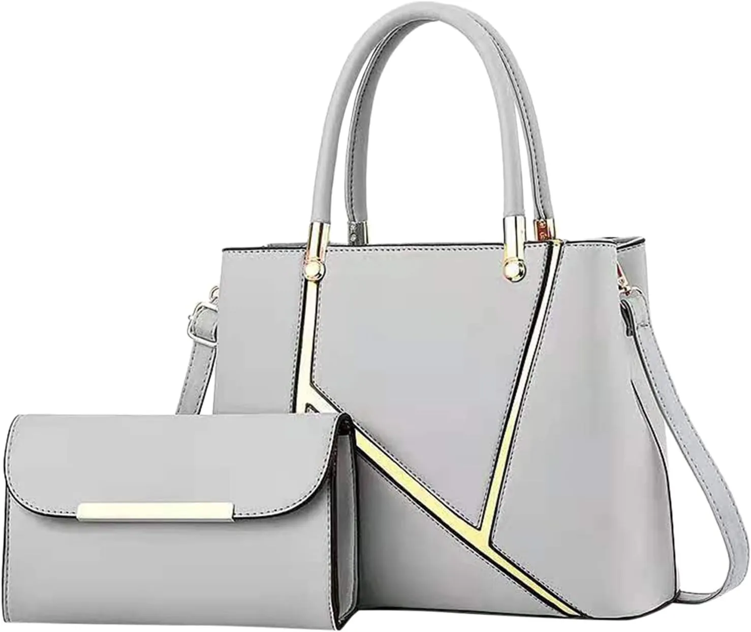 Beach Tote Bag 4 Packet Leather Solid Color Handbags Shoulder Bags Crossbody Hobo Bags Card Purse Work Travel Essential T
