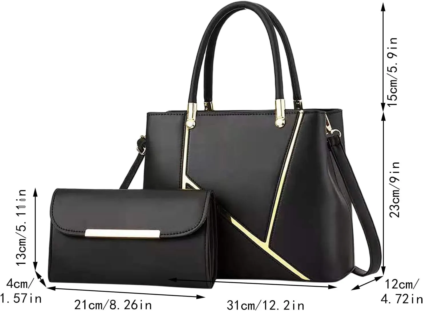Beach Tote Bag 4 Packet Solid Color Leather Handbags Shoulder Bags Crossbody Hobo Bags Card Purse Work Travel Essential J