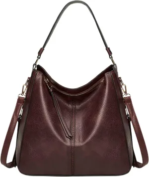 Beach Tote Bag 4 Packet Solid Color Leather Handbags Shoulder Bags Crossbody Hobo Bags Card Purse Work Travel Essential T